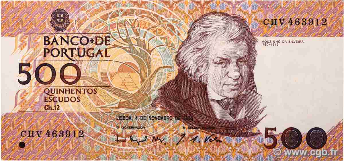 500 Escudos PORTUGAL  1993 P.180e AU