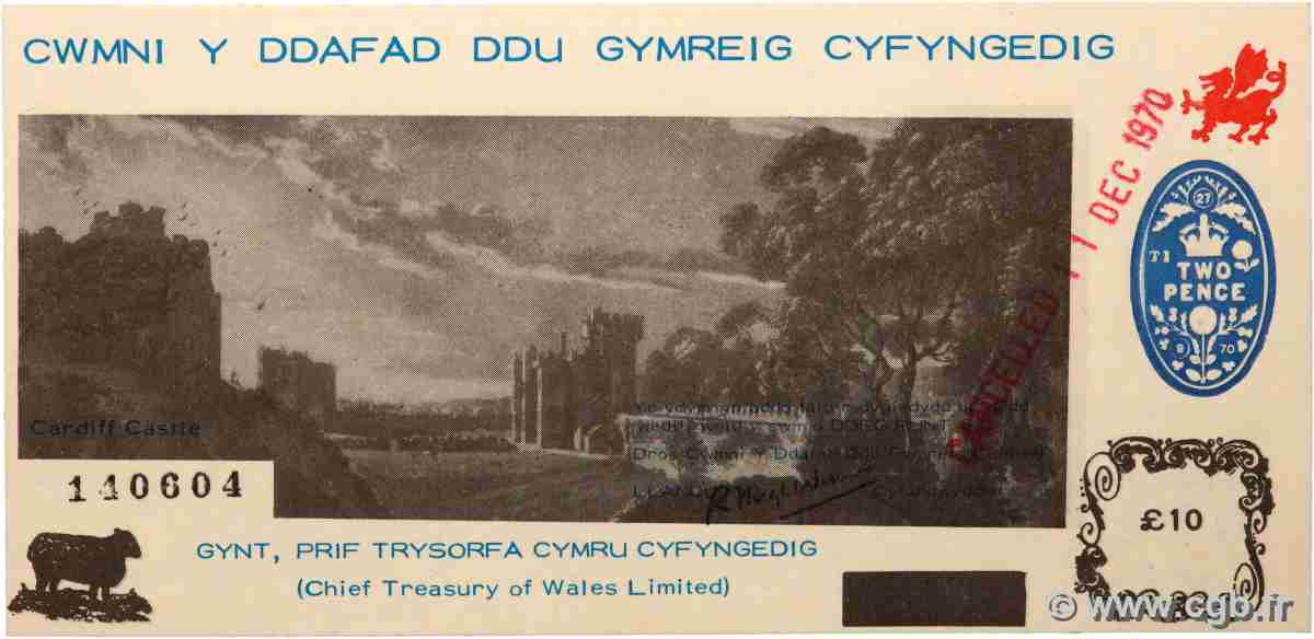 10 Pounds WALES  1971 P.-- UNC