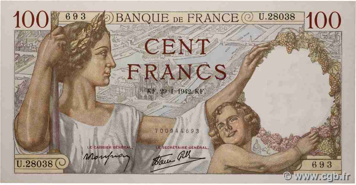 100 Francs SULLY FRANCE  1942 F.26.65 pr.NEUF