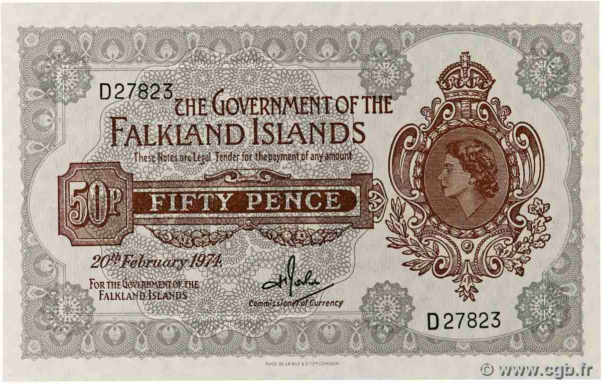 50 Pence ÎLES FALKLAND  1974 P.10b NEUF
