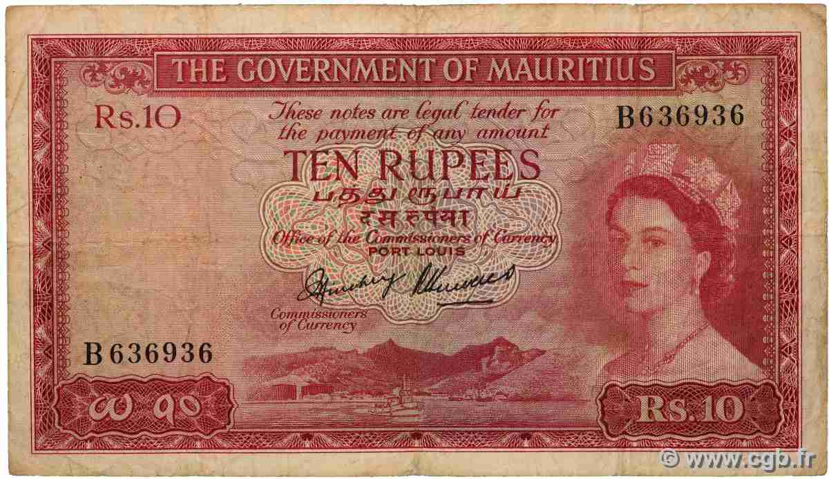 10 Rupees ISOLE MAURIZIE  1954 P.28 q.MB