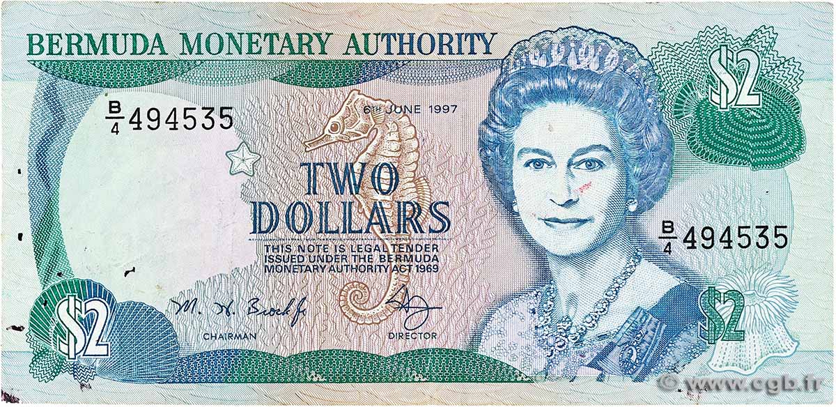 2 Dollars BERMUDAS  1997 P.40Ab BC+