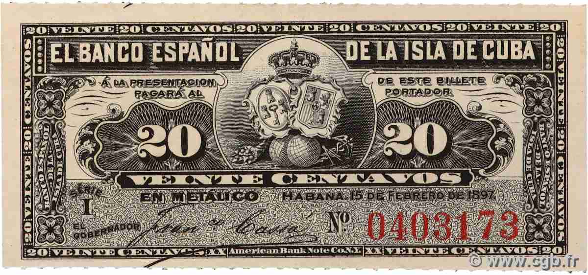 20 Centavos CUBA  1897 P.053a pr.NEUF