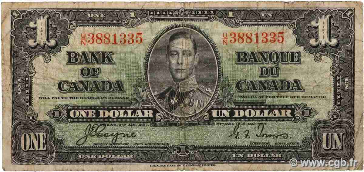 1 Dollar CANADA  1937 P.058e VG