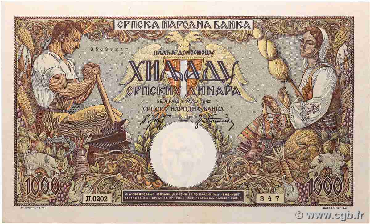 1000 Dinara SERBIE  1942 P.32a SUP
