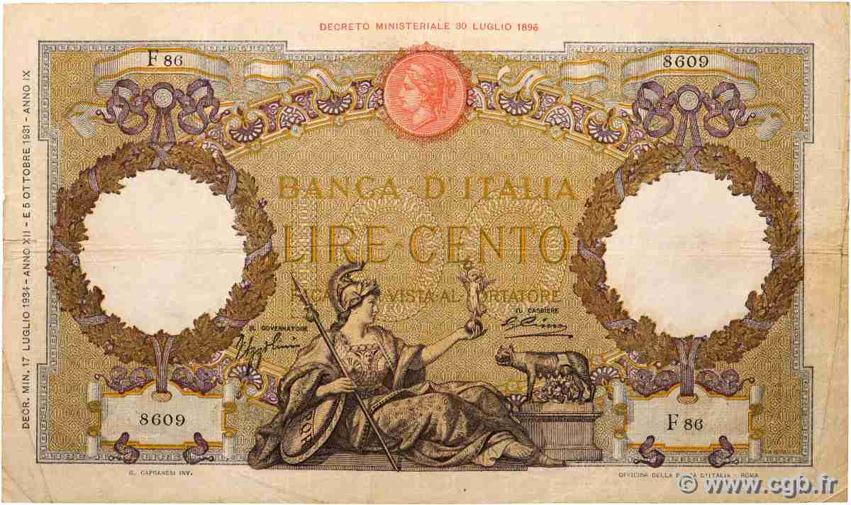100 Lire ITALIE  1934 P.055a TB