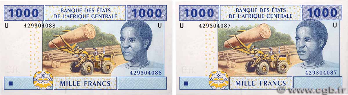 1000 Francs type 2002U Lot CAMEROON  2015 A.171Ud UNC