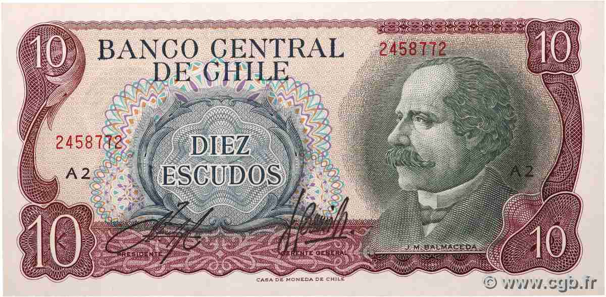 10 Escudos CHILE  1970 P.142 SC