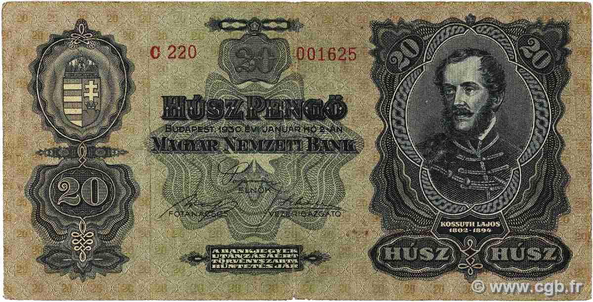 20 Pengö HUNGARY  1930 P.097 F