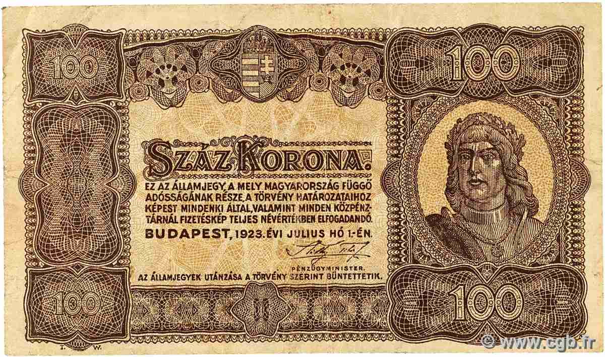 100 Korona UNGARN  1923 P.073a fSS