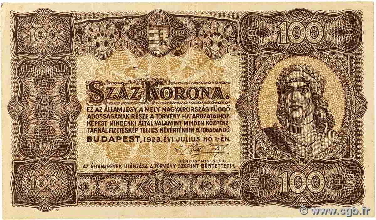 100 Korona HUNGARY  1923 P.073a VF+