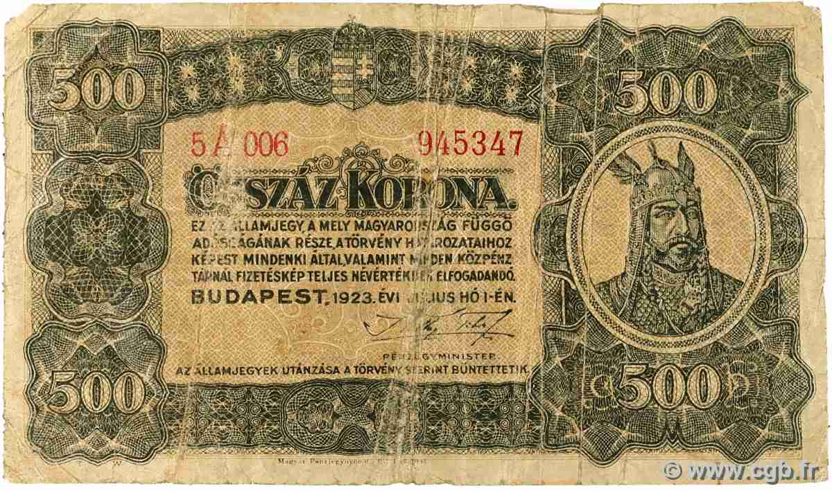 500 Korona HUNGARY  1923 P.074a F