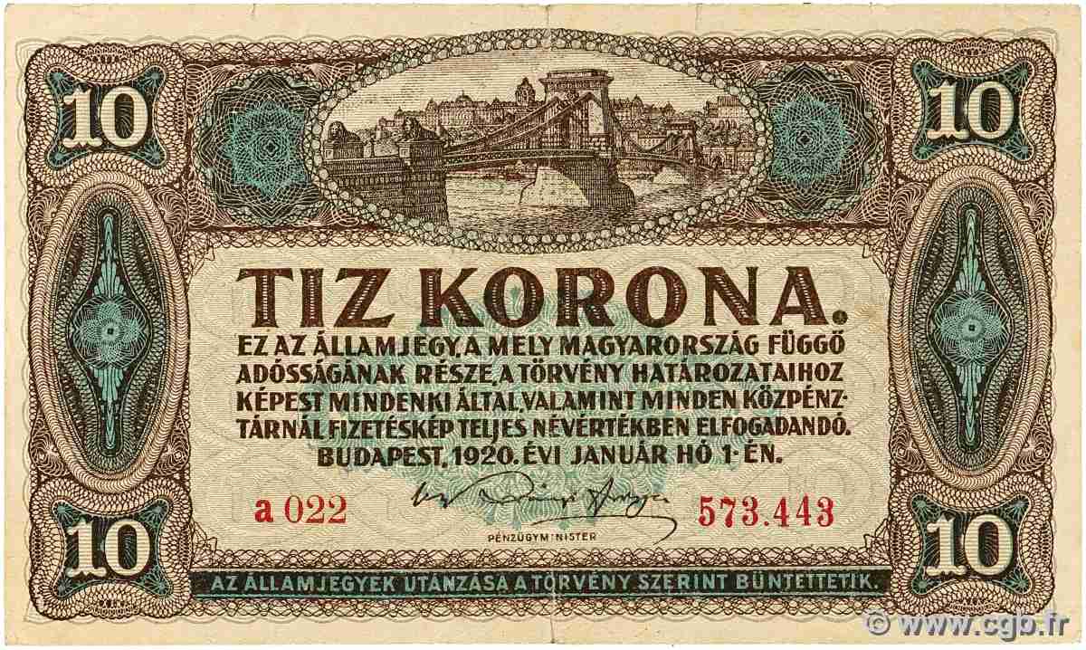 10 Korona UNGARN  1920 P.060 SS