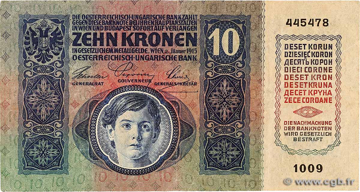 10 Kronen AUSTRIA  1915 P.019 VF