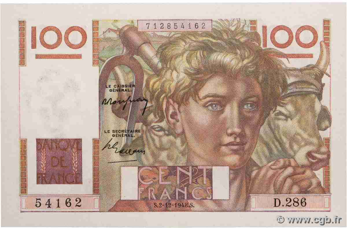 100 Francs JEUNE PAYSAN FRANCE  1948 F.28.20 NEUF