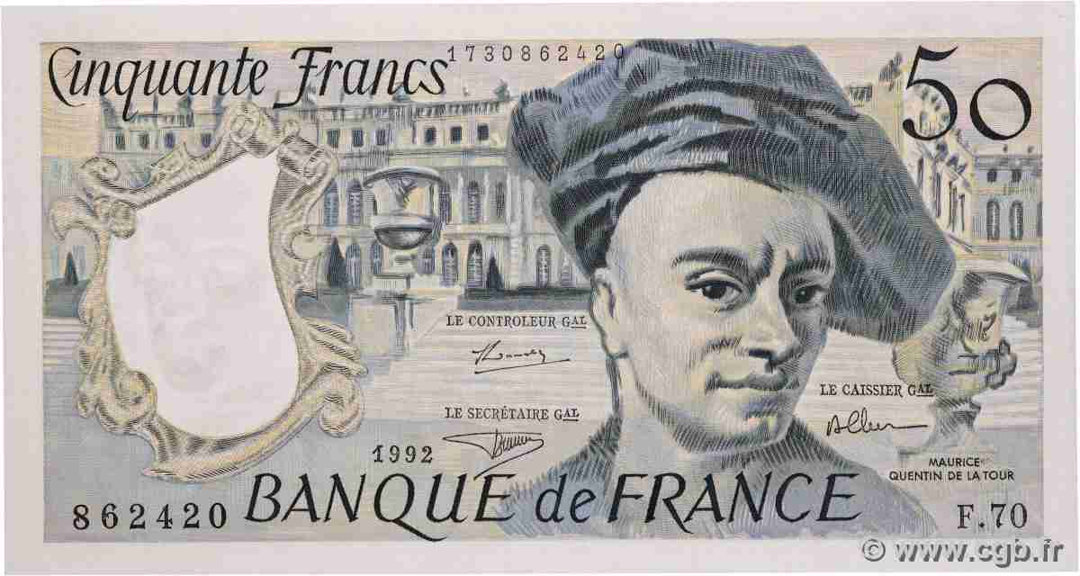 50 Francs QUENTIN DE LA TOUR FRANCE  1992 F.67.18 UNC