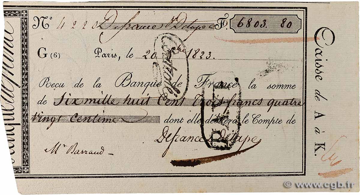 6803,80 Francs FRANCE Regionalismus und verschiedenen  1823 F.A- fST