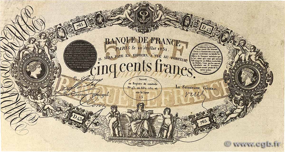 500 Francs type 1842 - Barre Faux FRANCE  1851 F.A17.08x1 XF