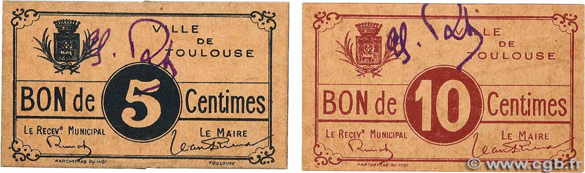 5 et 10 Centimes Lot FRANCE régionalisme et divers Toulouse 1914 JP.31-177 et JP.31-178 TTB+