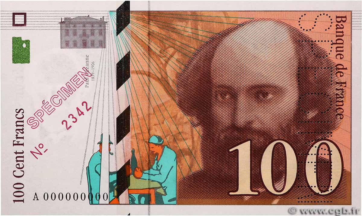 100 Francs CÉZANNE Spécimen FRANCE  1997 F.74.01Spn UNC