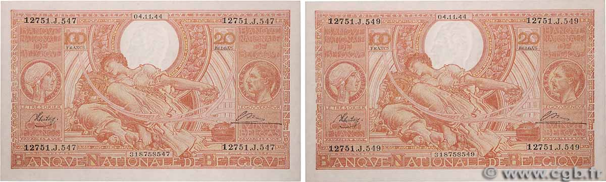 100 Francs - 20 belgas Lot BELGIQUE  1944 P.113 SPL