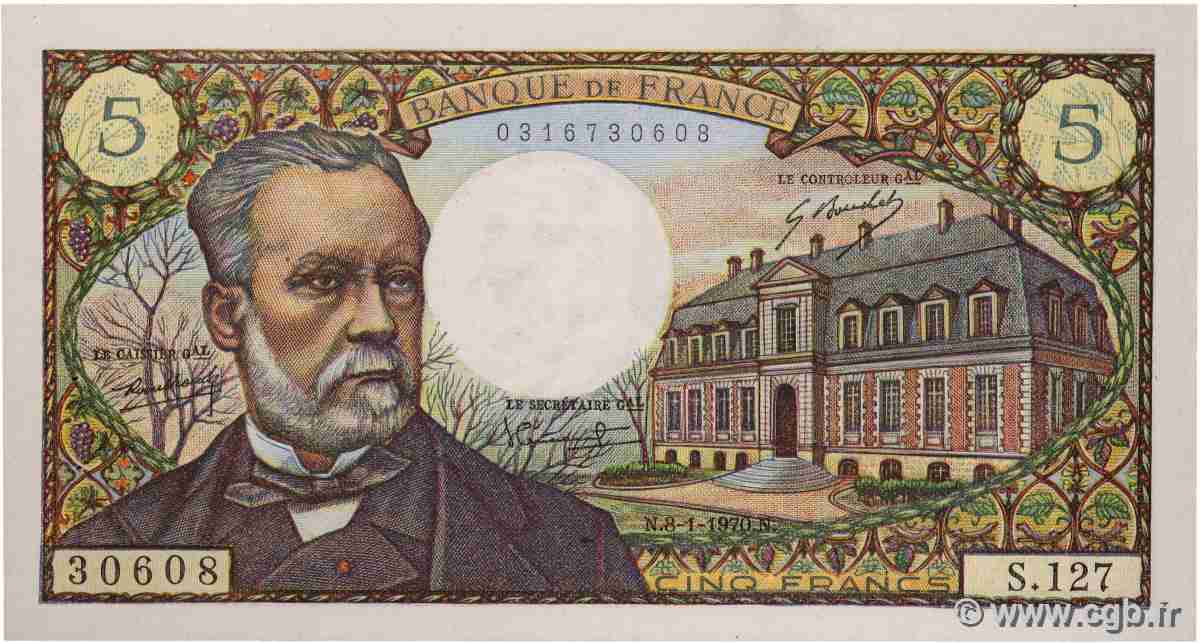 5 Francs PASTEUR FRANCE  1970 F.61.12 pr.SPL