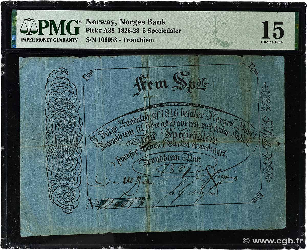 5 Speciedaler NORVÈGE  1827 P.A38 TB
