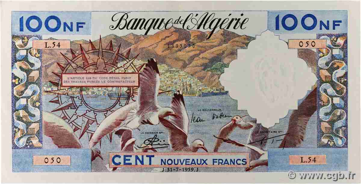 100 Nouveaux Francs ALGERIA  1959 P.121a q.SPL