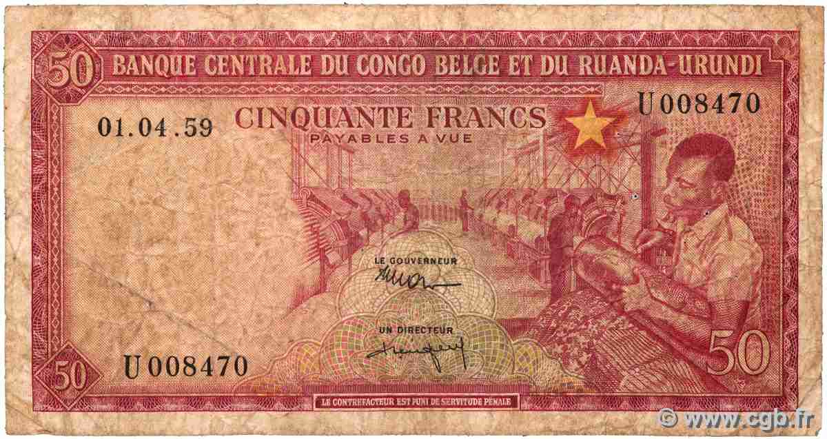 50 Francs CONGO BELGA  1959 P.32 q.MB