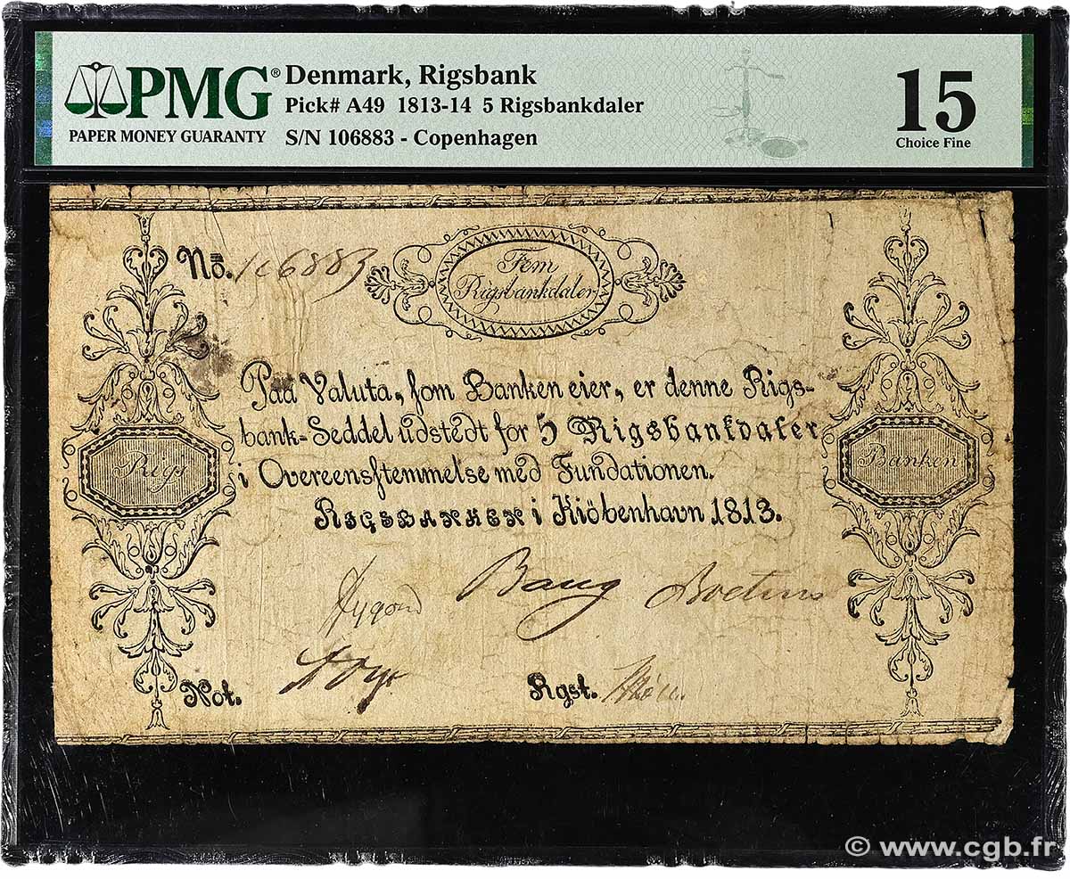 5 Rigsbankdaler DANEMARK  1813 P.A49 TB