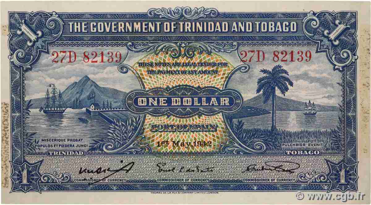 1 Dollar TRINIDAD et TOBAGO  1942 P.05c pr.SUP