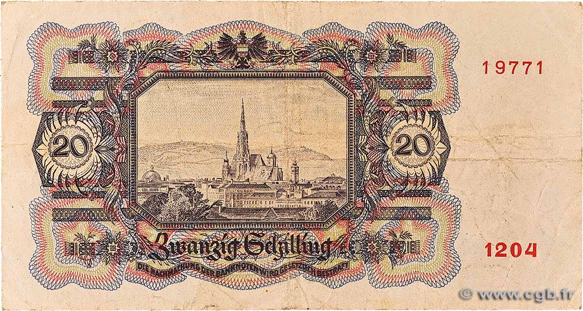 20 Schilling AUSTRIA  1946 P.123 F+