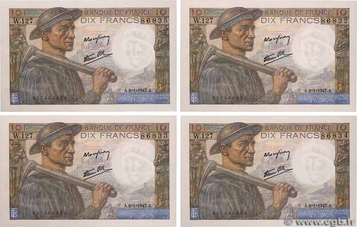 10 Francs MINEUR Lot FRANCE  1947 F.08.17 SPL