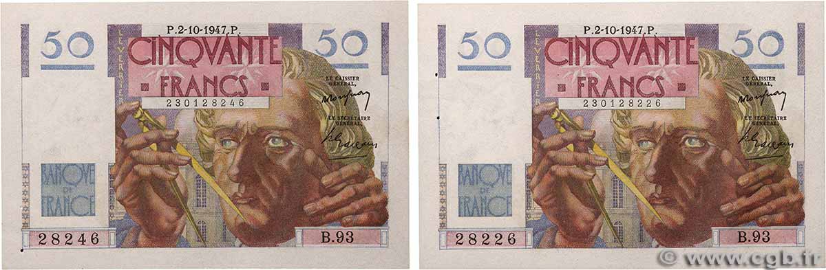 50 Francs LE VERRIER Lot FRANCE  1947 F.20.09 SPL