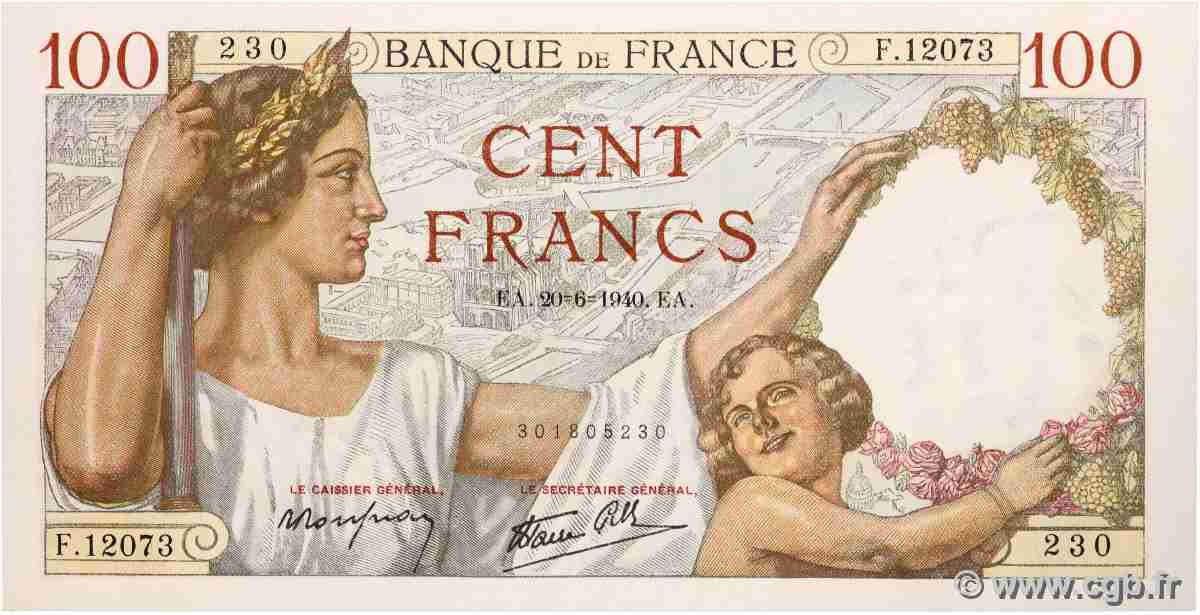 100 Francs SULLY FRANCE  1940 F.26.32 SPL+