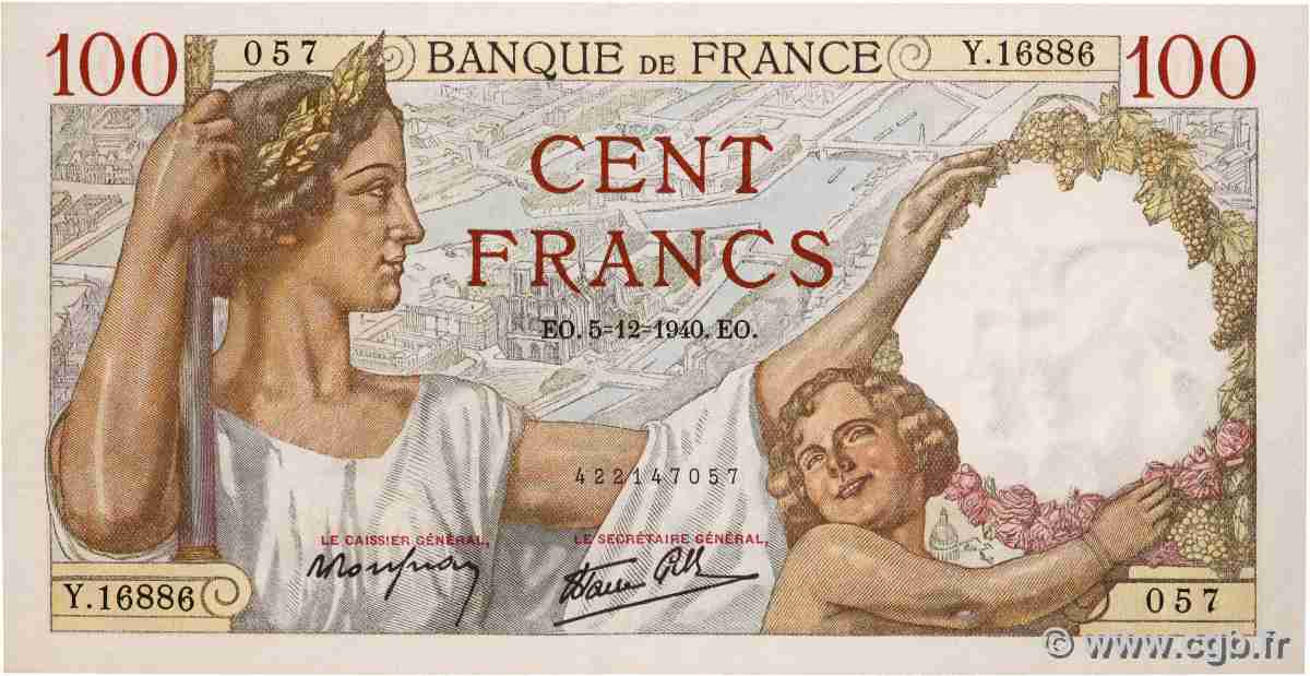 100 Francs SULLY FRANCE  1940 F.26.42 pr.NEUF