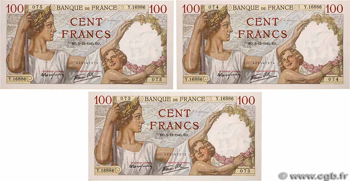 100 Francs SULLY Lot FRANCE  1940 F.26.42 pr.NEUF