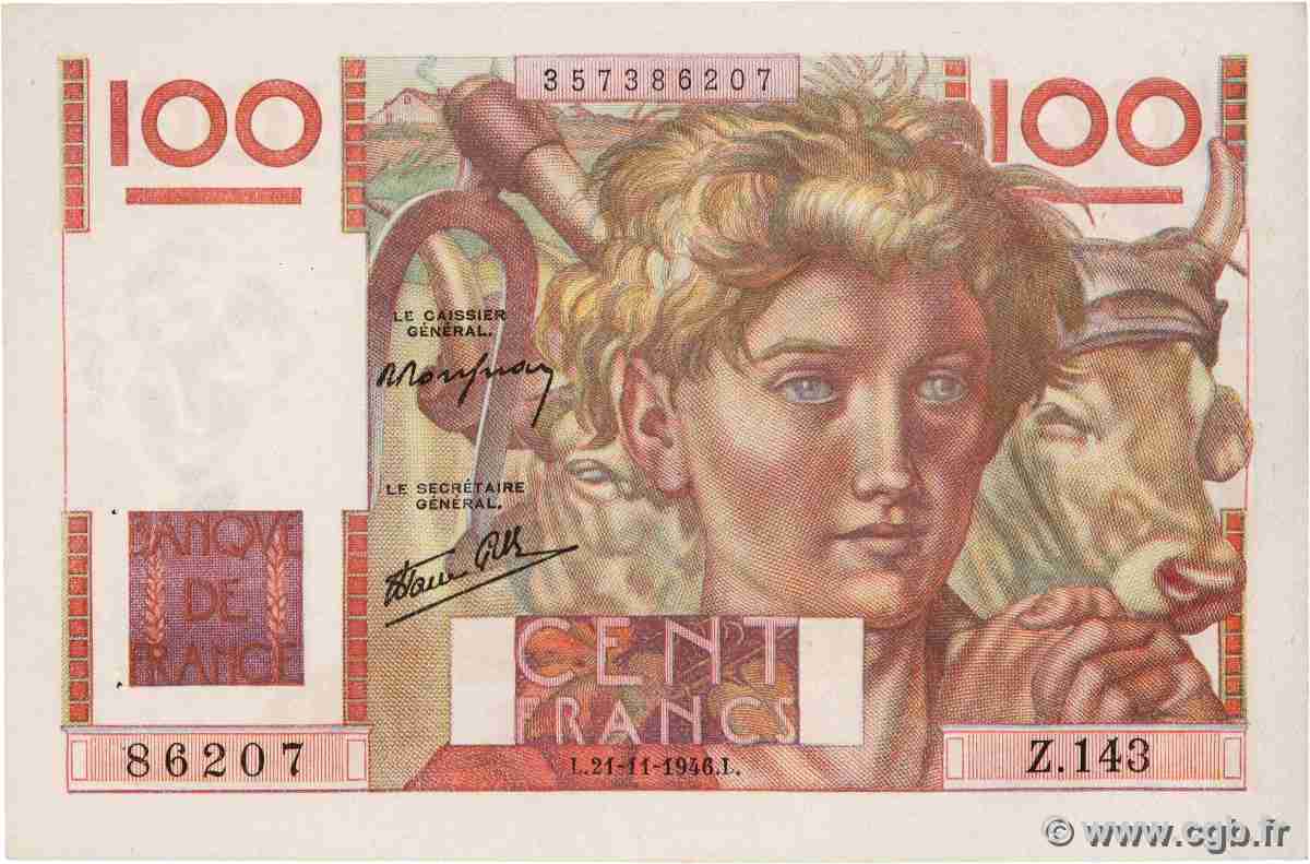 100 Francs JEUNE PAYSAN FRANCE  1946 F.28.11 SPL