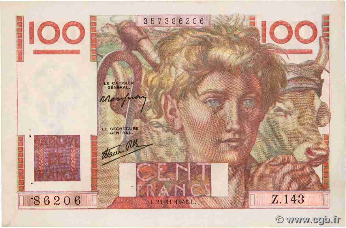 100 Francs JEUNE PAYSAN FRANCE  1946 F.28.11 SPL