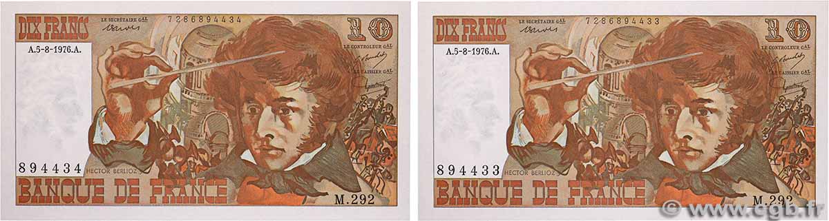 10 Francs BERLIOZ Consécutifs FRANCE  1976 F.63.20 pr.NEUF