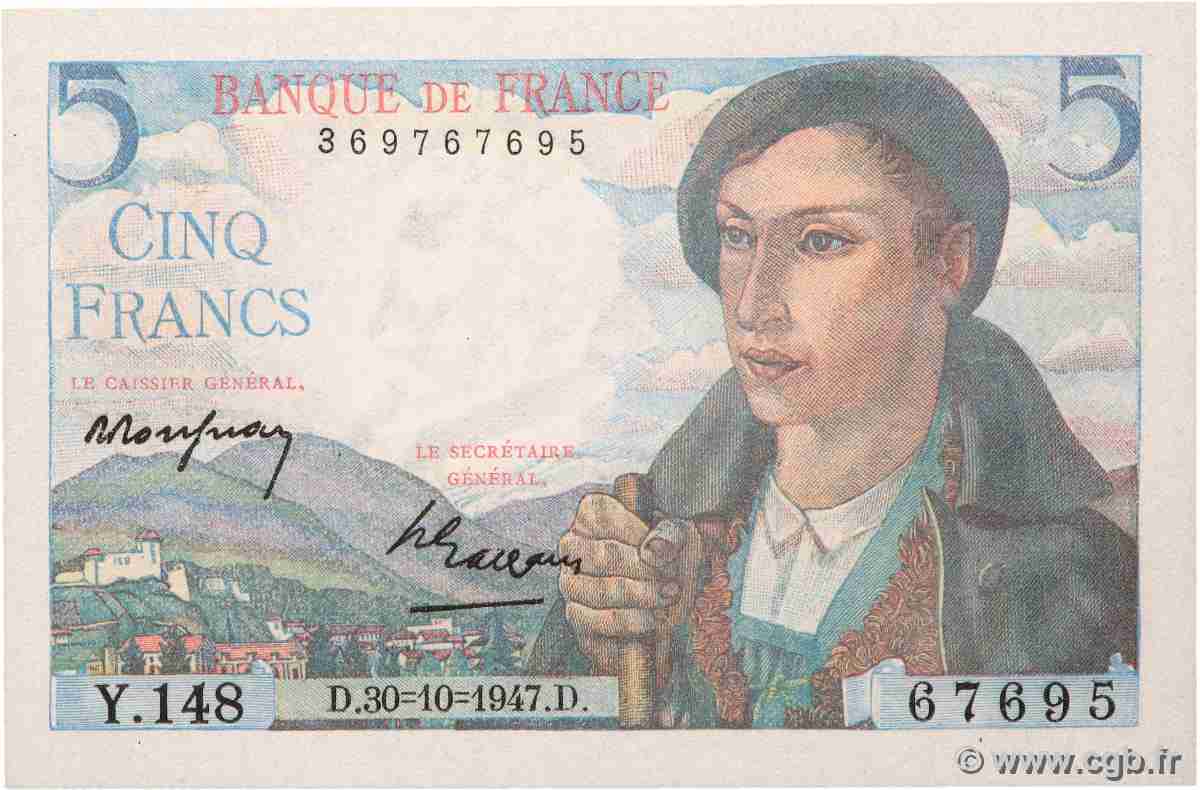 5 Francs BERGER FRANCE  1947 F.05.07 NEUF