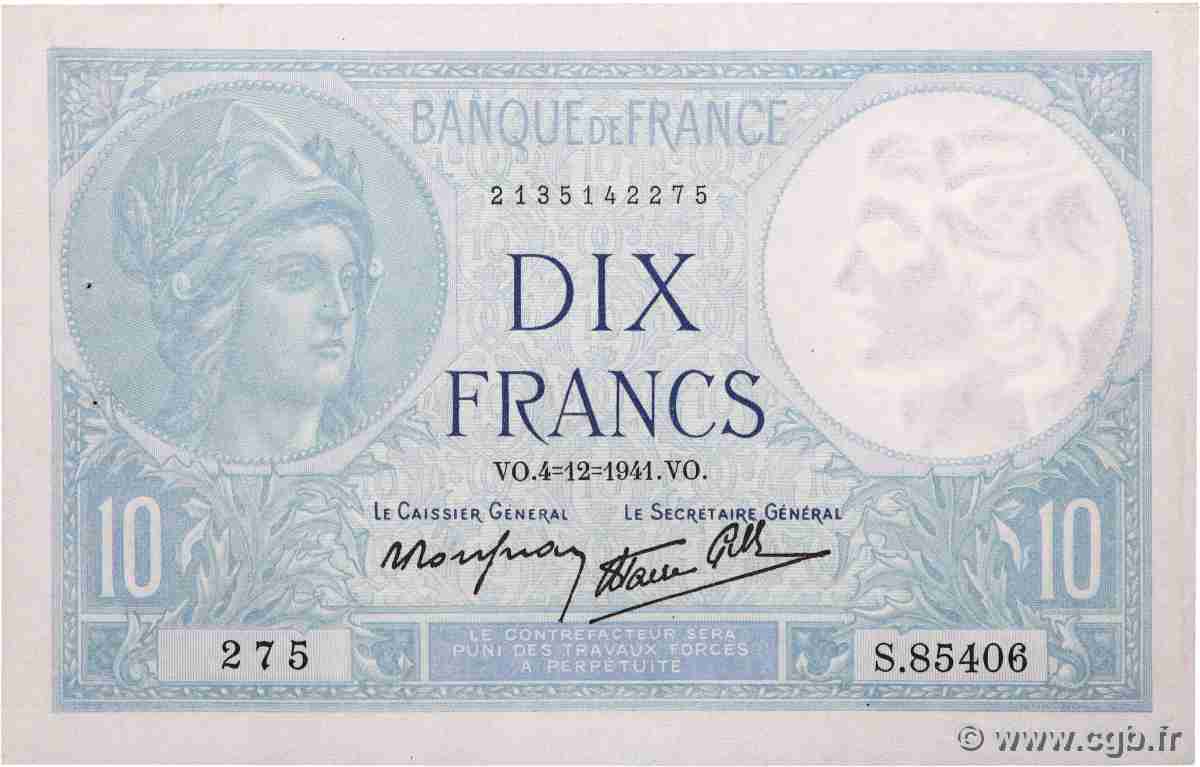 10 Francs MINERVE modifié FRANCE  1941 F.07.30 SPL
