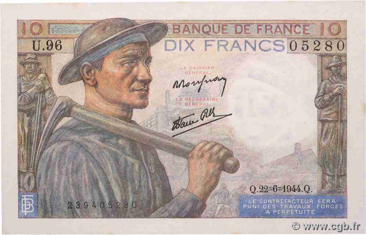10 Francs MINEUR FRANCE  1944 F.08.12 pr.NEUF