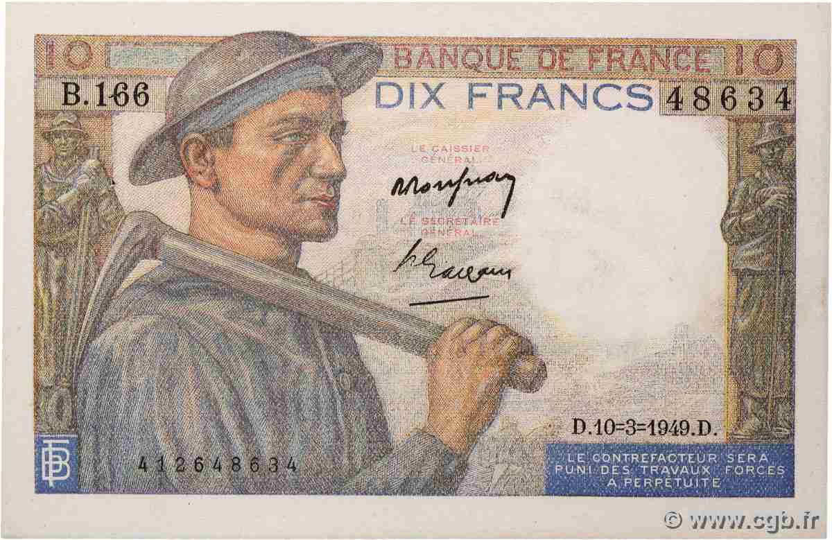 10 Francs MINEUR FRANCE  1949 F.08.20 AU