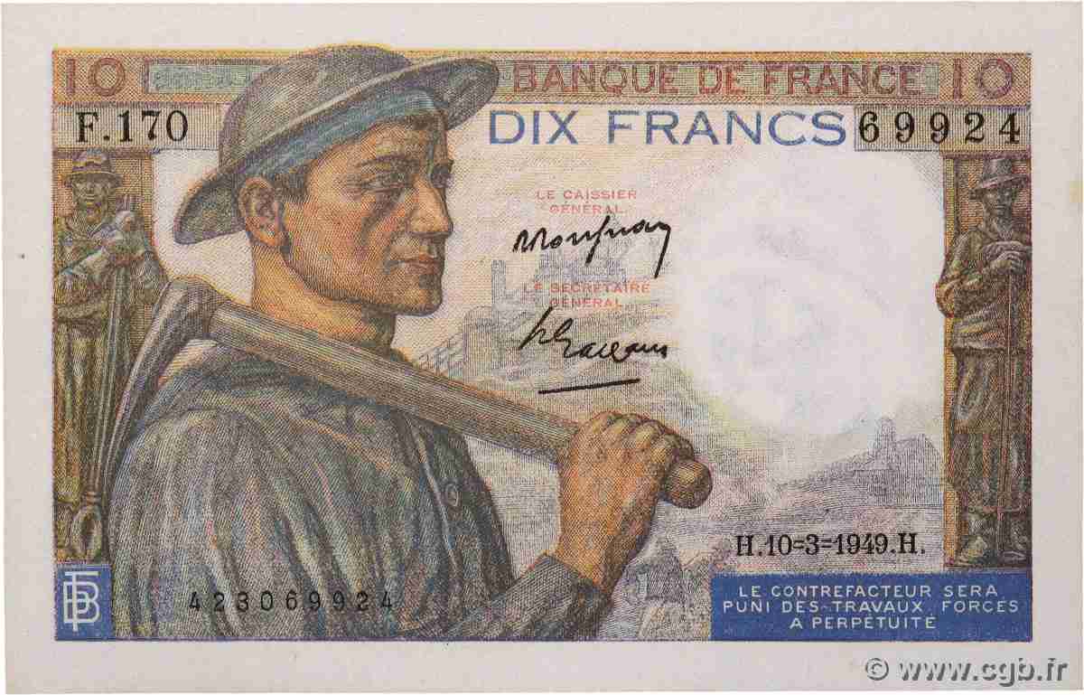 10 Francs MINEUR FRANCE  1949 F.08.20 pr.NEUF