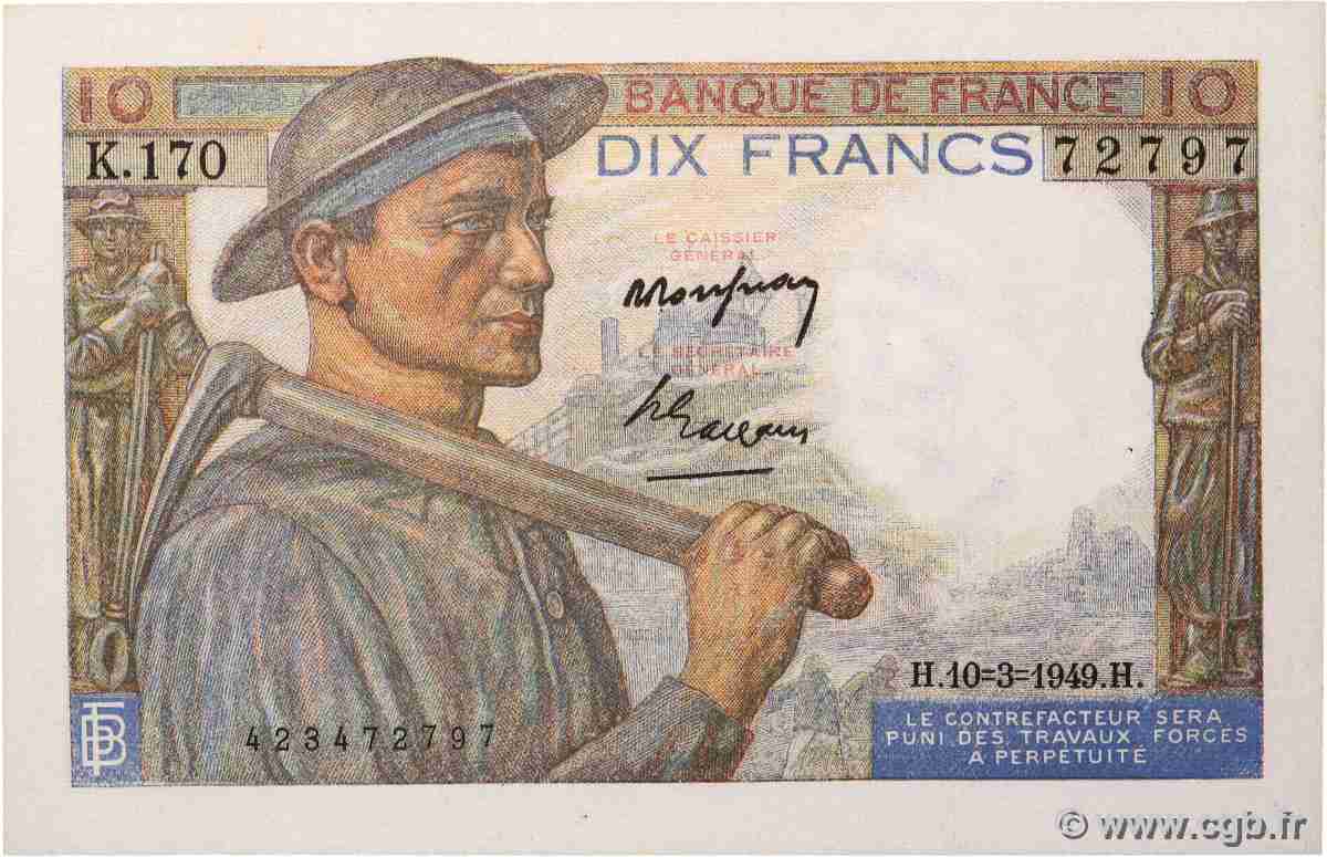10 Francs MINEUR FRANCE  1949 F.08.20 SPL