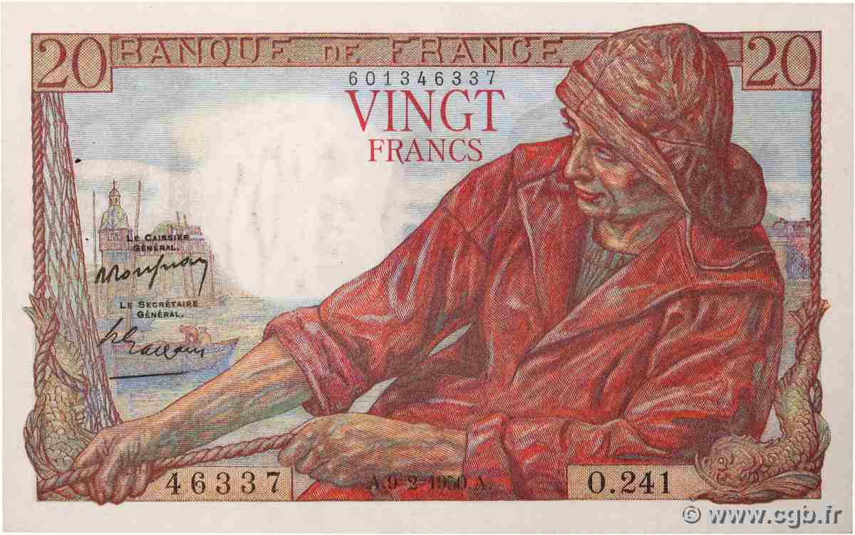 20 Francs PÊCHEUR FRANCE  1950 F.13.17 SPL
