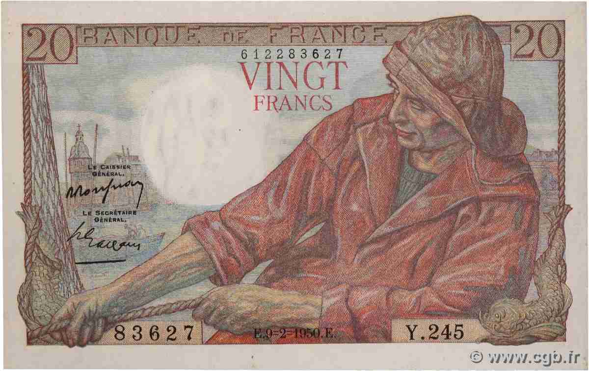 20 Francs PÊCHEUR FRANCE  1950 F.13.17 pr.NEUF