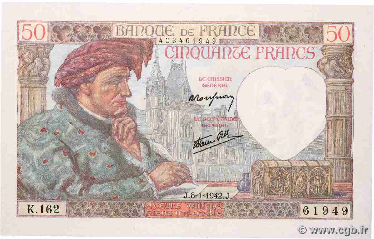 50 Francs JACQUES CŒUR FRANCE  1942 F.19.18 pr.NEUF