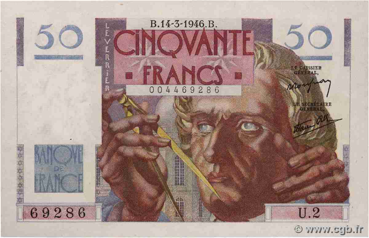 50 Francs LE VERRIER FRANCE  1946 F.20.01 SPL